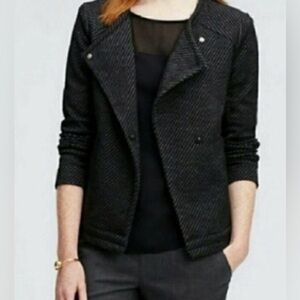 Ann Taylor Black Textured Moto-Inspired Blazer